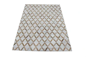 Gray Geometric 4X6 Cowhide Patchwork Modern Rug