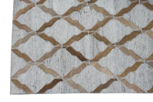 Gray Geometric 4X6 Cowhide Patchwork Modern Rug
