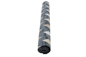 Grey Geometric 4X6 Modern Cowhide Patchwork Print Oriental Rug