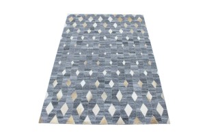 Grey Geometric 4X6 Modern Cowhide Patchwork Print Oriental Rug