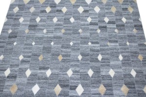 Grey Geometric 4X6 Modern Cowhide Patchwork Print Oriental Rug