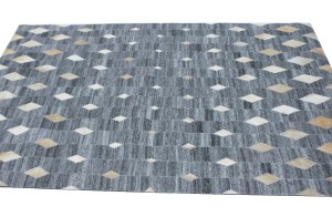 Grey Geometric 4X6 Modern Cowhide Patchwork Print Oriental Rug