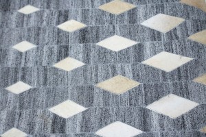 Grey Geometric 4X6 Modern Cowhide Patchwork Print Oriental Rug