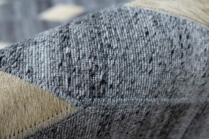 Grey Geometric 4X6 Modern Cowhide Patchwork Print Oriental Rug