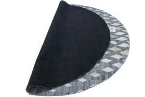 Gray Geometric 8X8 Cowhide Patchwork Modern Rug