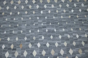 Gray Geometric 8X8 Cowhide Patchwork Modern Rug