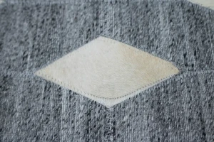 Gray Geometric 8X8 Cowhide Patchwork Modern Rug