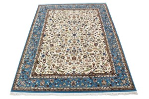 Cream Floral 7X9 Kirman Oriental Rug