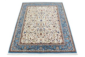Cream Floral 7X9 Kirman Oriental Rug