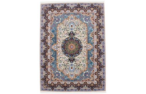 Cream Floral Kirman 7X9 Oriental Rug