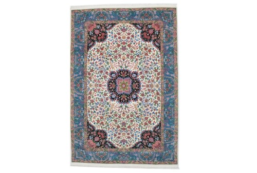 Cream Floral Kirman 6X9 Oriental Rug