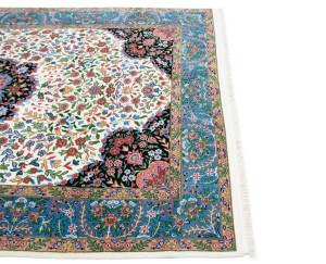 Cream Floral Kirman 6X9 Oriental Rug