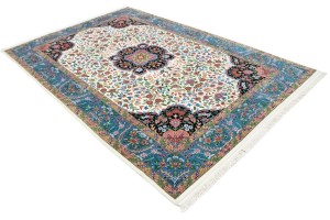 Cream Floral Kirman 6X9 Oriental Rug