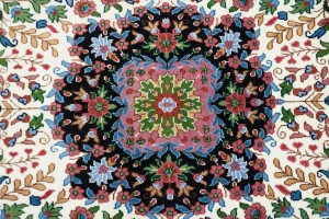 Cream Floral Kirman 6X9 Oriental Rug