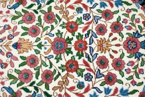 Cream Floral Kirman 6X9 Oriental Rug