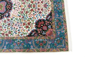 Cream Floral Kirman 6X9 Oriental Rug