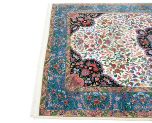 Cream Floral Kirman 6X9 Oriental Rug
