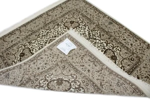Cream Floral Kirman 5X5 Oriental Square Rug