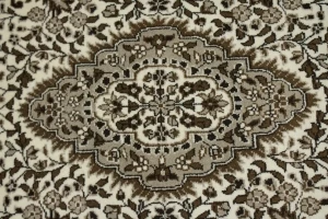 Cream Floral Kirman 5X5 Oriental Square Rug