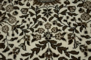 Cream Floral Kirman 5X5 Oriental Square Rug