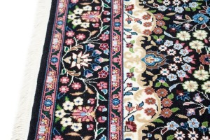Black Floral Kirman 5X5 Oriental Rug