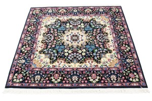 Black Floral Kirman 5X5 Oriental Rug