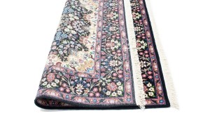 Black Floral Kirman 5X5 Oriental Rug