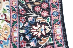 Black Floral Kirman 5X5 Oriental Rug