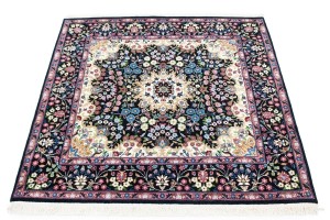 Black Floral Kirman 5X5 Oriental Rug