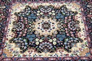Black Floral Kirman 5X5 Oriental Rug