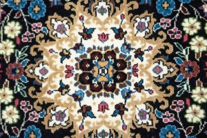 Black Floral Kirman 5X5 Oriental Rug