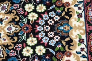 Black Floral Kirman 5X5 Oriental Rug