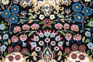 Black Floral Kirman 5X5 Oriental Rug