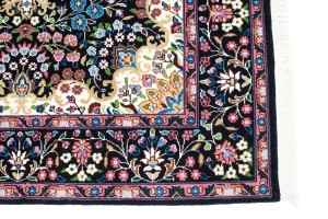 Black Floral Kirman 5X5 Oriental Rug