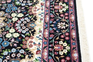 Black Floral Kirman 5X5 Oriental Rug