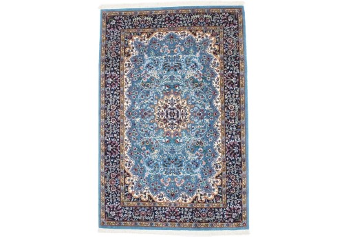 Teal Blue Floral Kirman 4X6 Oriental Rug