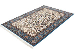 Cream Floral Kirman 4X6 Oriental Rug