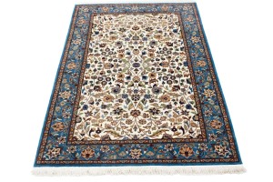 Cream Floral Kirman 4X6 Oriental Rug