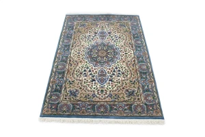 Cream Floral 4X6 Kirman Oriental Rug