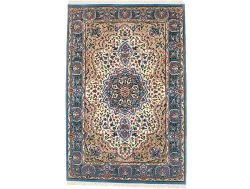 Cream Floral Kirman 4X6 Oriental Rug