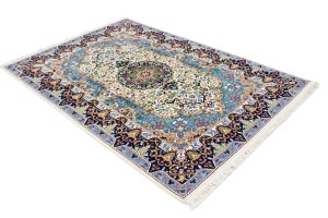 Cream Floral Kirman 4X6 Oriental Rug