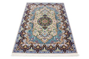 Cream Floral Kirman 4X6 Oriental Rug