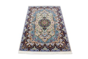 Cream Floral Kirman 4X6 Oriental Rug