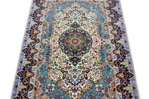 Cream Floral Kirman 4X6 Oriental Rug
