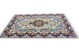 Cream Floral Kirman 4X6 Oriental Rug