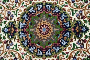 Cream Floral Kirman 4X6 Oriental Rug