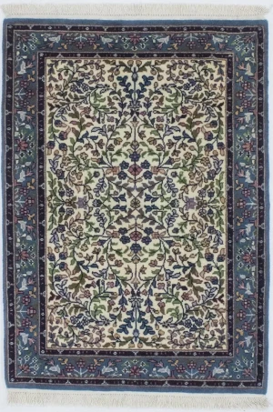 Cream Floral Kirman 3X4 Oriental Rug
