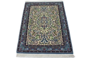Cream Floral Kirman 3X4 Oriental Rug