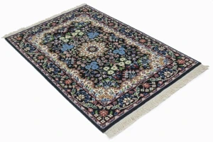 Black Floral Kirman 3X4 Oriental Rug