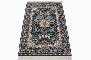 Black Floral Kirman 3X4 Oriental Rug
